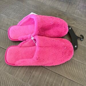 Hot Pink Bright Faux Soft Fur Plush Slip On Scuff House Slippers XL 11-12 New